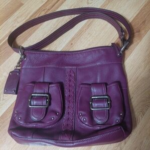 Tignanello Plum Leather Shoulder Bag